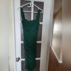 Elegant Green Off-Shoulder Dress
